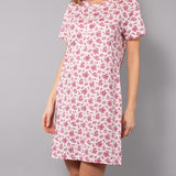 Camicia da Notte Serafino Corta in Cotone Bouquet - FUXIA - NB27