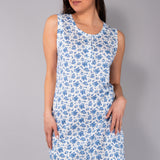 Camicia da Notte Serafino Corta in Cotone Bouquet - DENIM - NB28