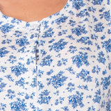 Camicia da Notte Serafino Corta in Cotone Bouquet - DENIM - NB28