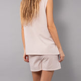 Pigiama Serafino Corto in Cotone Righe - ROSA - NS12
