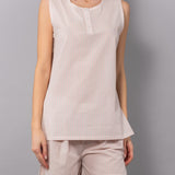 Pigiama Serafino Corto in Cotone Righe - ROSA - NS12