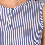 Pigiama Serafino Corto in Cotone Righe - BLU - NS12