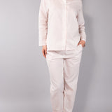 Pigiama Aperto Lungo in Cotone Righe - ROSA - NS13