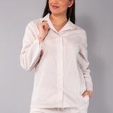 Pigiama Aperto Lungo in Cotone Righe - ROSA - NS13