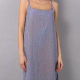 Camicia da Notte Corta Spallina in Cotone Righe - BLU - NS29