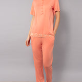 Pigiama Serafino in Viscosa e Pizzo - PESCA - PR10