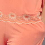 Pigiama Serafino in Viscosa e Pizzo - PESCA - PR10