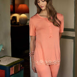 Pigiama Serafino in Viscosa e Pizzo - PESCA - PR10