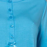 Pigiama Serafino Corto in Viscosa e Pizzo - AZZURRO - PR12