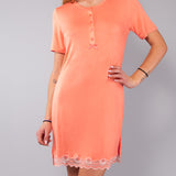 Camicia da Notte Serafino Corta in Viscosa e Pizzo - PESCA - PR26