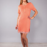 Camicia da Notte Serafino Corta in Viscosa e Pizzo - PESCA - PR26