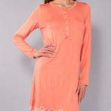 Camicia da Notte Serafino Corta in Viscosa e Pizzo - PESCA - PR27