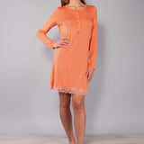 Camicia da Notte Serafino Corta in Viscosa e Pizzo - PESCA - PR27