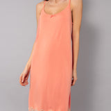 Camicia da Notte Corta Spallina in Viscosa e Pizzo - PESCA - PR29