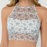Top in Tulle Bouquet Non Imbottito - DENIM - NB41