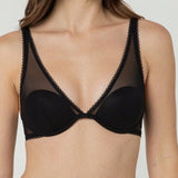 Bralette con coppe imbottite e ferretto in tulle - NERO - SP41