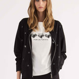 Felpa con Zip e Strass - NERO - CL50