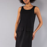 Abito Corto Smanicato in Viscosa - NERO - CL80