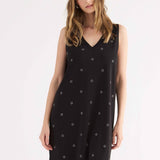 Abito Corto in Viscosa con Strass - NERO - CL81