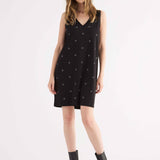 Abito Corto in Viscosa con Strass - NERO - CL81