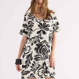 Kaftano Corto Stampa Etno - NERO - EC70