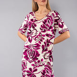 Kaftano Corto Stampa Etno - BORDEAUX - EC70