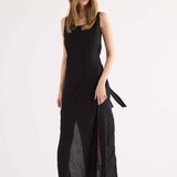 Abito Lungo Dettaglio Retro Fresh - NERO - FD82
