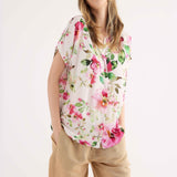 Blusa con Stampa Floreale - BIANCO - FF45