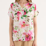 Blusa con Stampa Floreale - BIANCO - FF45