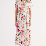 Abito Midi con Stampa Floreale - BIANCO - FF84