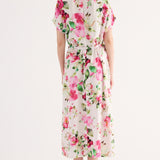 Abito Midi con Stampa Floreale - BIANCO - FF84