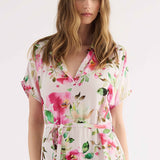 Abito Midi con Stampa Floreale - BIANCO - FF84