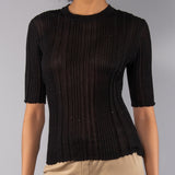 Maglia a Coste con Strass - NERO - GN53