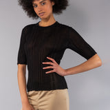 Maglia a Coste con Strass - NERO - GN53
