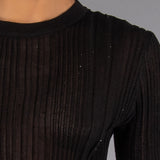 Maglia a Coste con Strass - NERO - GN53