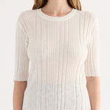 Maglia a Coste con Strass - MILK - GN53