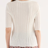 Maglia a Coste con Strass - MILK - GN53