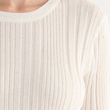 Maglia a Coste con Strass - MILK - GN53