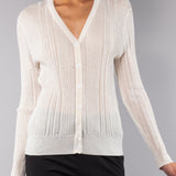 Cardigan a Coste con Strass - MILK - GN76