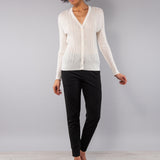 Cardigan a Coste con Strass - MILK - GN76