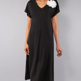 Abiti Midi Modal con Spilla Fiore - NERO - SU84
