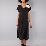 Abiti Midi Modal con Spilla Fiore - NERO - SU84