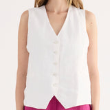 Gilet con Bottoni Lino Viscosa - MILK - SW44