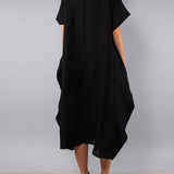 Abito Midi Ampio Lino Viscosa - NERO - SW84
