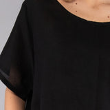 Abito Midi Ampio Lino Viscosa - NERO - SW84