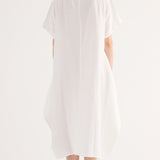 Abito Midi Ampio Lino Viscosa - MILK - SW84