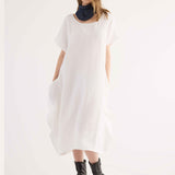 Abito Midi Ampio Lino Viscosa - MILK - SW84