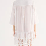 Abito Corto Cotone Macramè - BIANCO - SY80