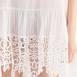 Abito Corto Cotone Macramè - BIANCO - SY80