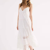 Abito Lungo Cotone Macramè - BIANCO - SY82